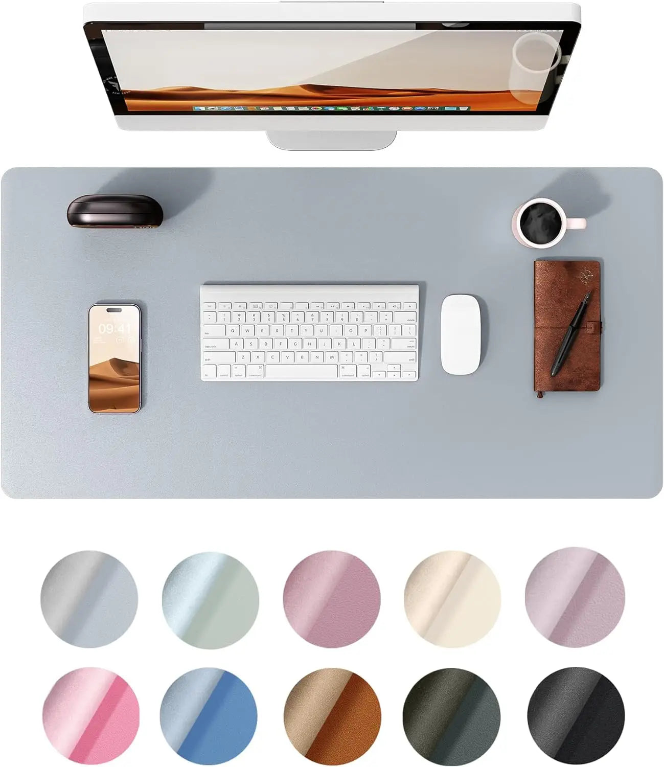 Office Desk Mat, Leather Desk Pad Protector, Large Mouse Pad, Non-Slip PU Leather Waterproof Desk Blotter, Laptop Desk Pad