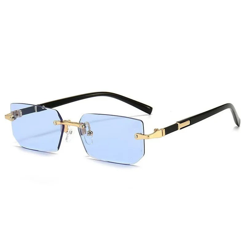 UV400 Protection Rimless Rectangle Sunglasses Y2K Eyewear Vintage Frameless Sun Glasses for Women Men