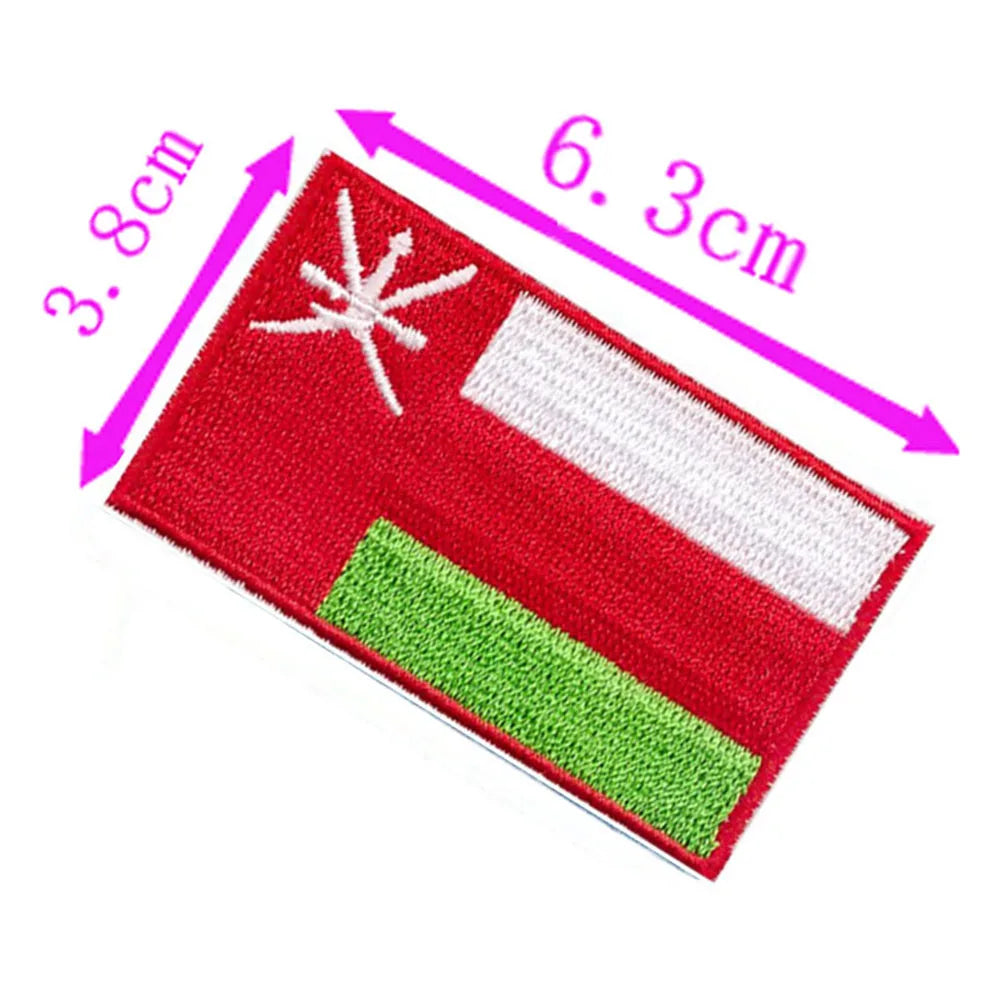 1pc Oman Country Flag Embroidery Patch 6.3cm Wide Iron On Sew On Backing/Hand Craft/Applique/Hot Cut