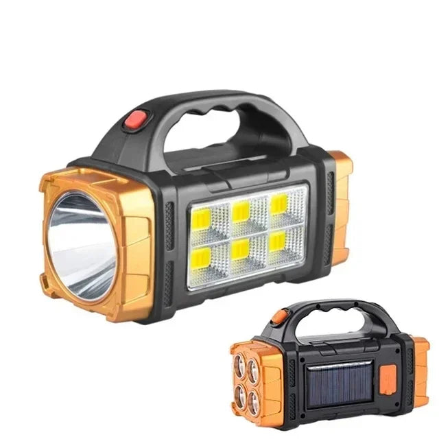 Powerful LED Flashlight, USB/Solar Rechargeable, COB Camping Torch & Power Bank