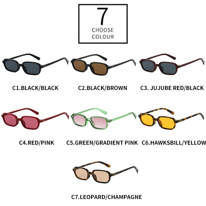 JNPCXI New Retro Small Rectangle Sunglasses Women Fashion Rivets Leopard Champagne Shades UV400 Men Punk Sun Glasses
