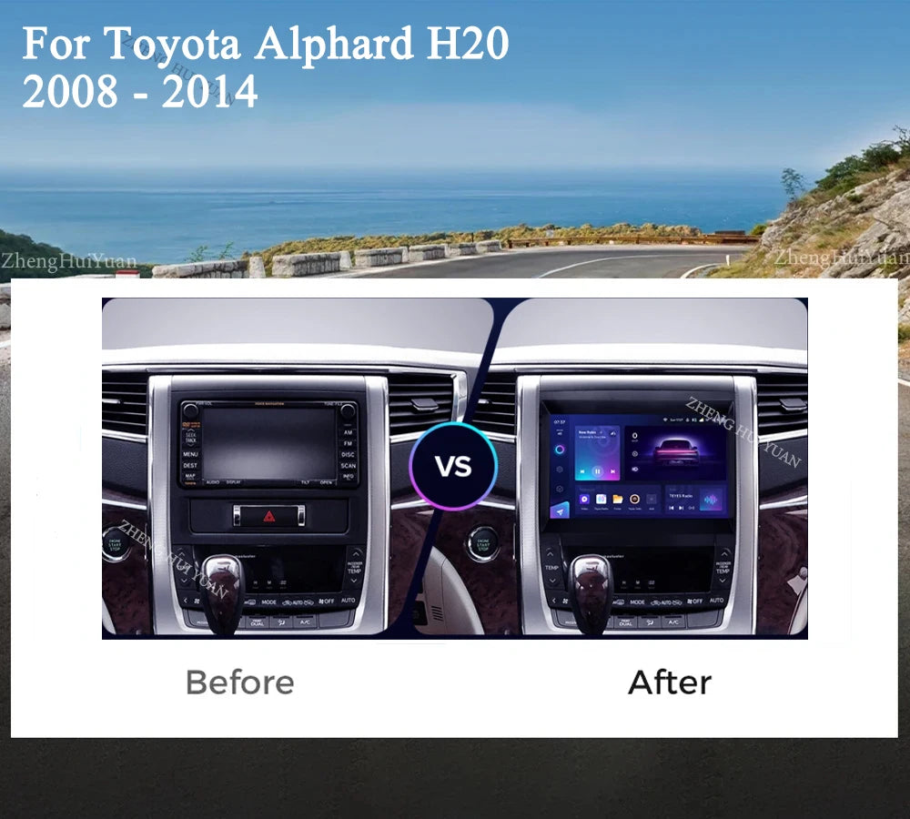 Android 15 CarPlay Auto For Toyota Alphard H20 2008 - 2014 Car Radio Multimedia navigation video DVD Autoradio Stereo 2din 4G+BT