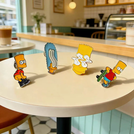 4pcs the Simpsons Comedy Anime TV Series Enamel Pins Set Cartoon Lapel Brooch Badges Funny Jewelry Gift for Kids And Friends