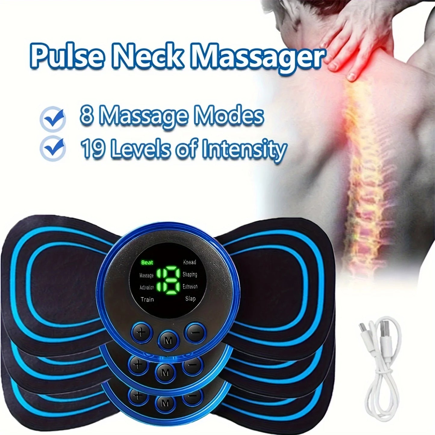 Muscle Electric Massager 2/3/4 Pcs EMS Neck Massage Machine 8 Modes 19 Levels