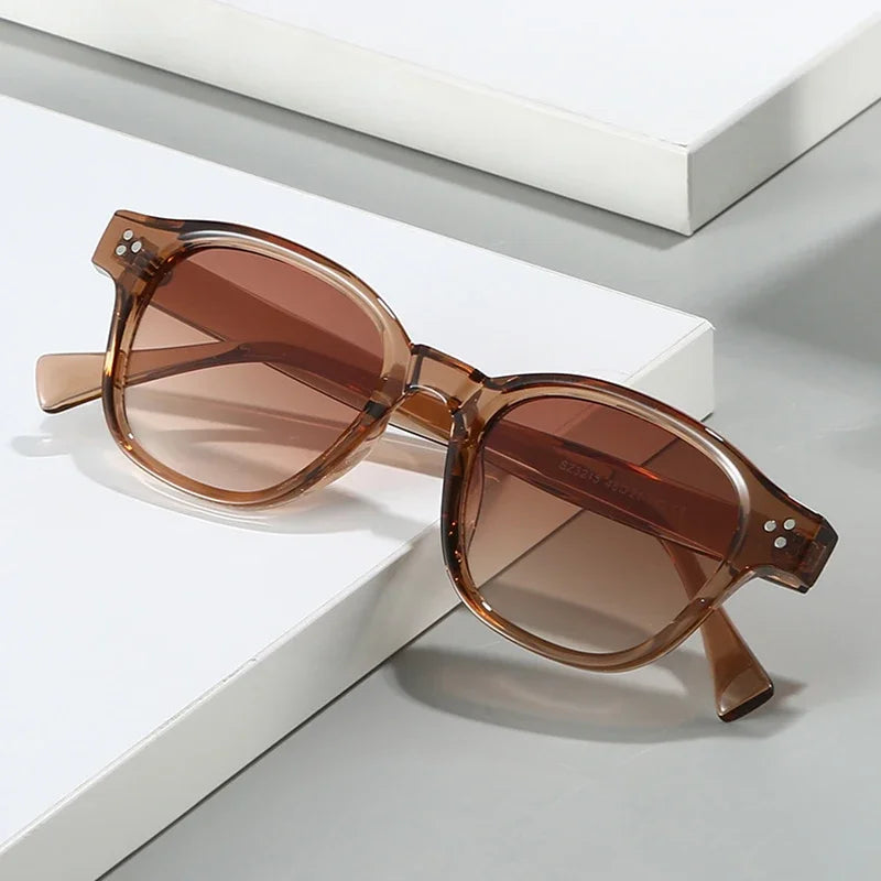 JNPCXI New Square Women Rivets Sunglasses Gradient Shades Men Sun Glasses UV400