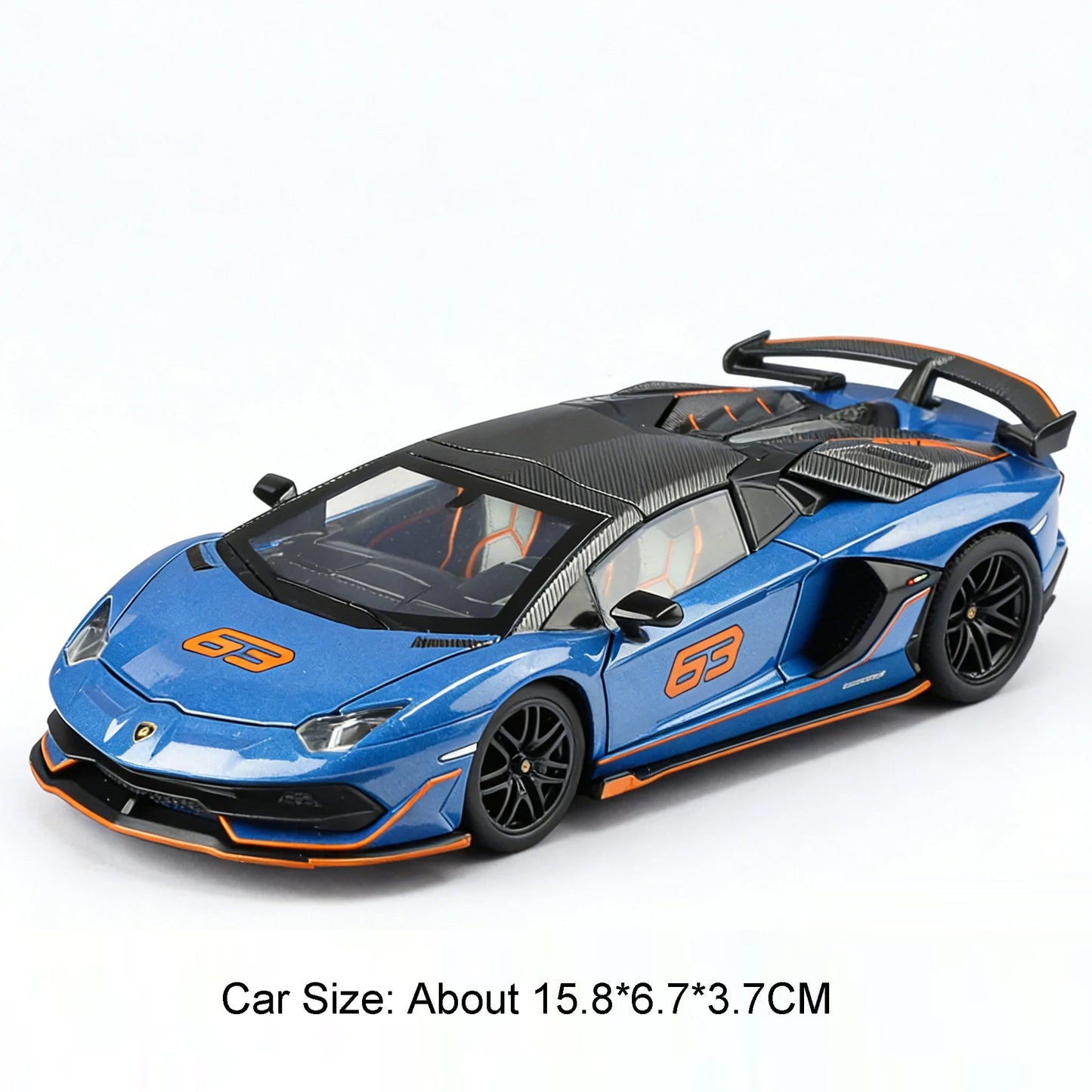 1:32 Huracán SVJ63 Alloy Sportscar Toys Diecast Model Rubber Tires Doors Opened Pull Back Miniature Vehices for Boy Fashion Gift
