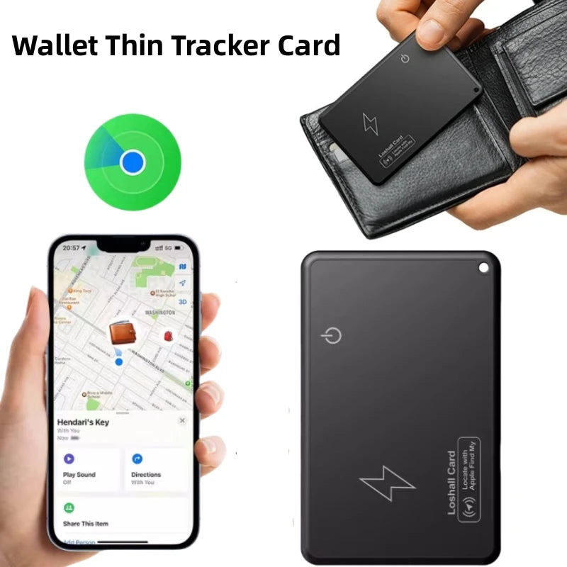 Wireless Charging Tracking Wallet Card Waterproof GPS Locator Work w/ Apple