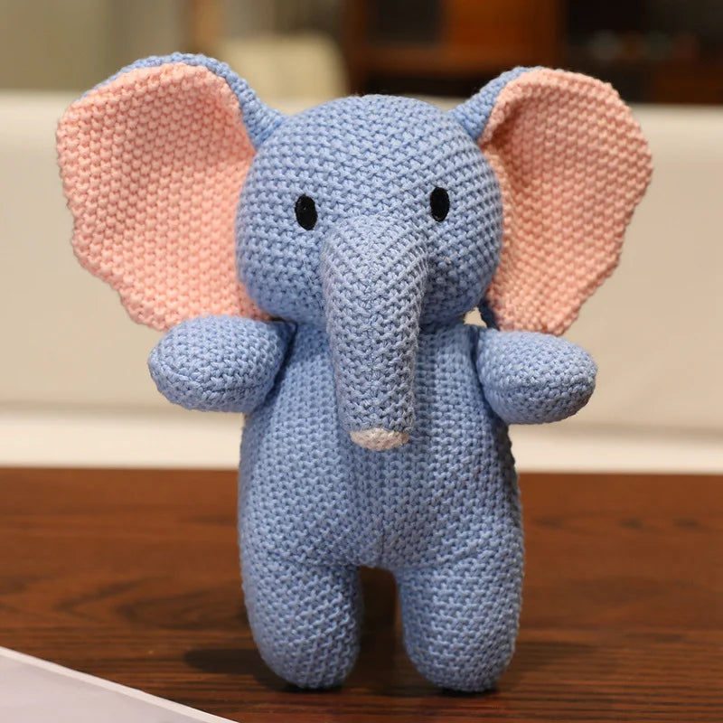 Cute Knitted Cartoon Animal Toy Stuffed Cow Cattle Fox Dinosaur Whale Shark Sitting Standing Small Appeasing Gift