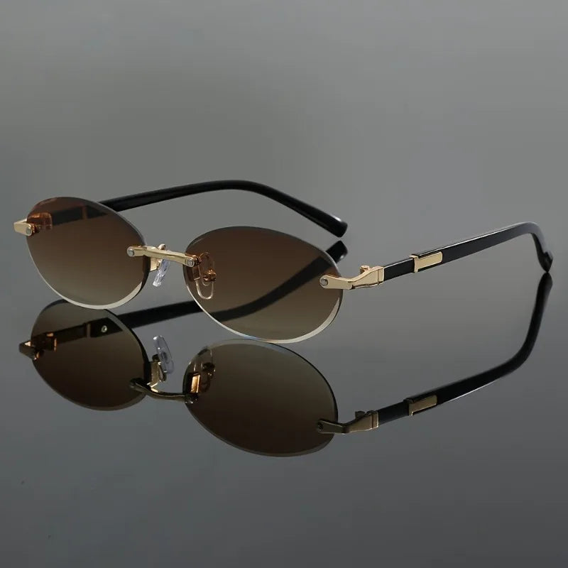 Stylish Rimless Oval Fashion Glasses for Men & Women  Perfect for Casual Wear Parties & Daily Activities