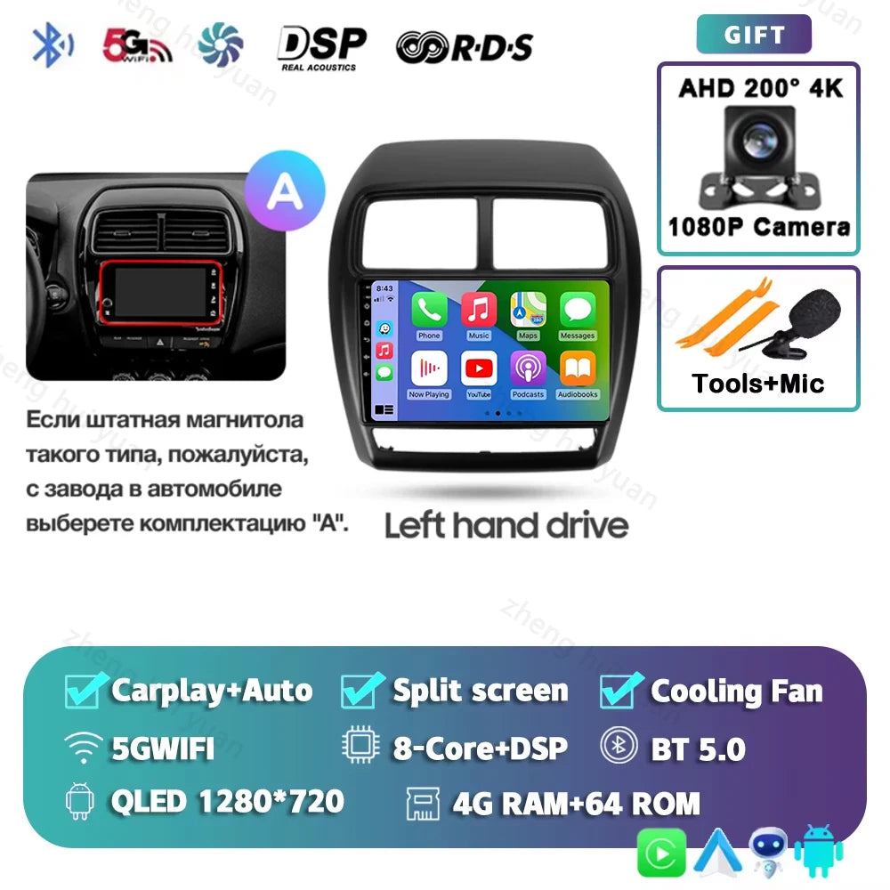 For Mitsubishi ASX 1 2016 - 2023 Android 15 CarPlay Auto Car Radio Multimedia Video Player Navigation stereo GPS carplay+auto