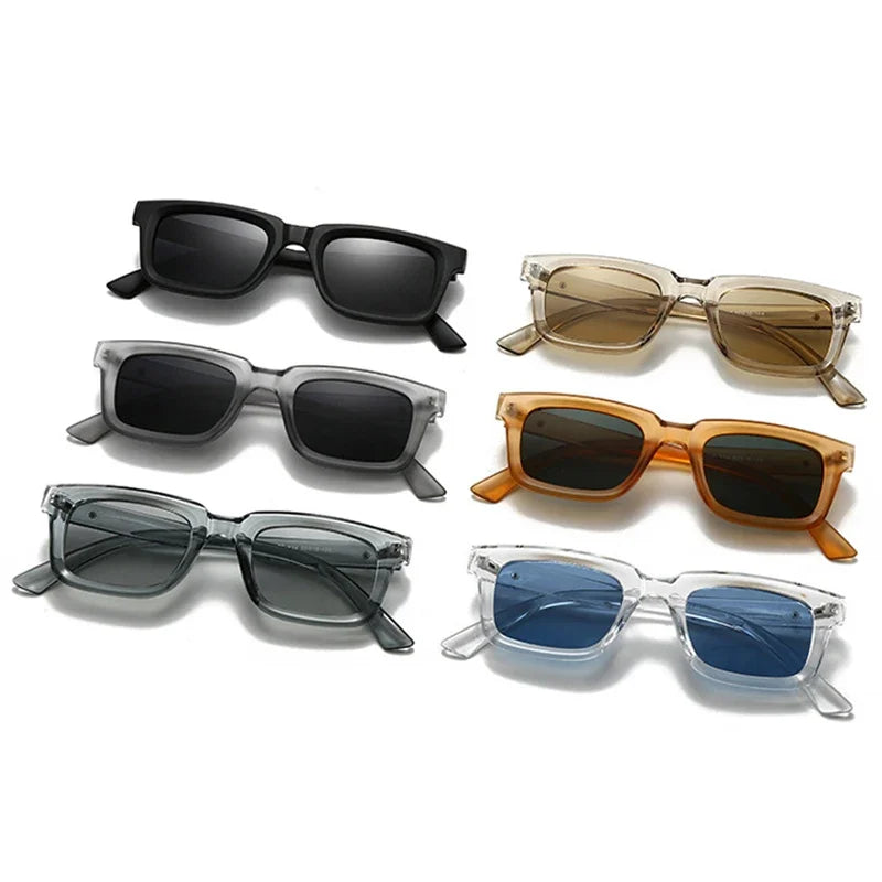 JNPCXI New Square Sunglasses Women Fashion Candy Color Blue Shades UV400 Retro Rivets Men Sun Glasses