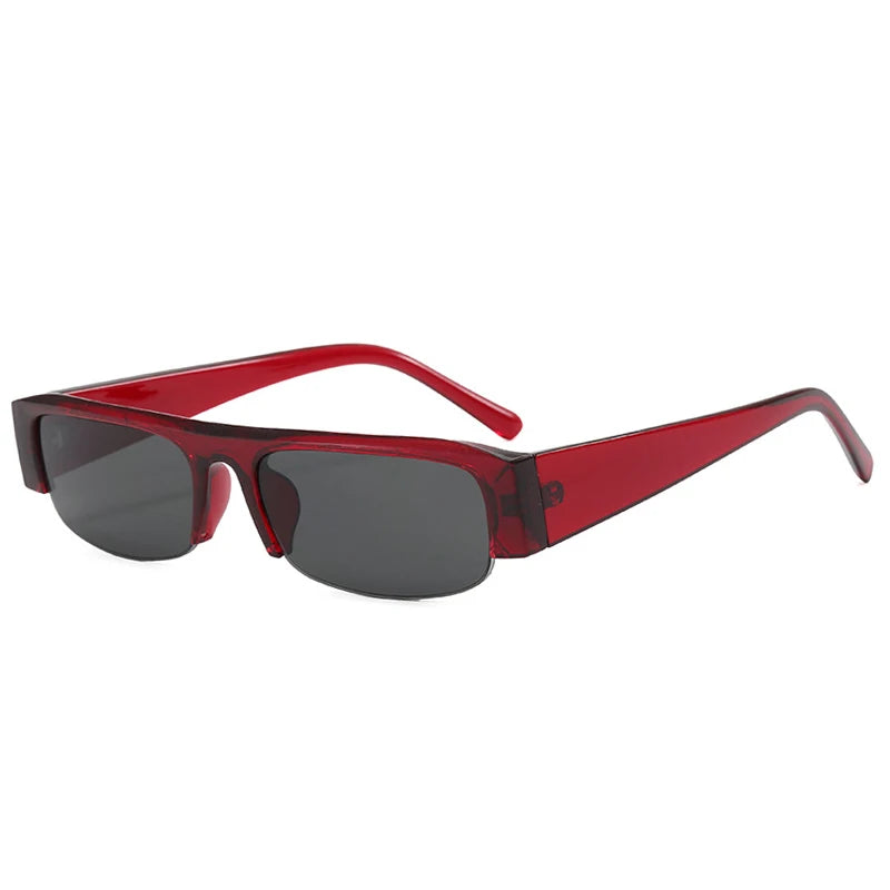 JNPCXI Vintage Small Rectangle Sunglasses Women Shades UV400 Fashion Clear Lens Men Half Frame Eyewear