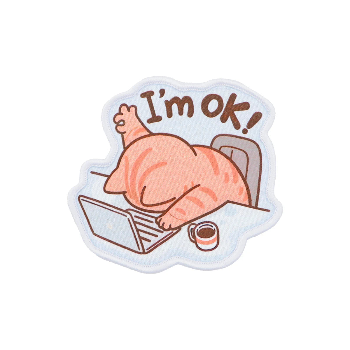 I'M OK Iron On Patch Clothes Patch For Clothing Cute Office Cat Embroidered Patch Garment Apparel Accessories Sewing Stickers