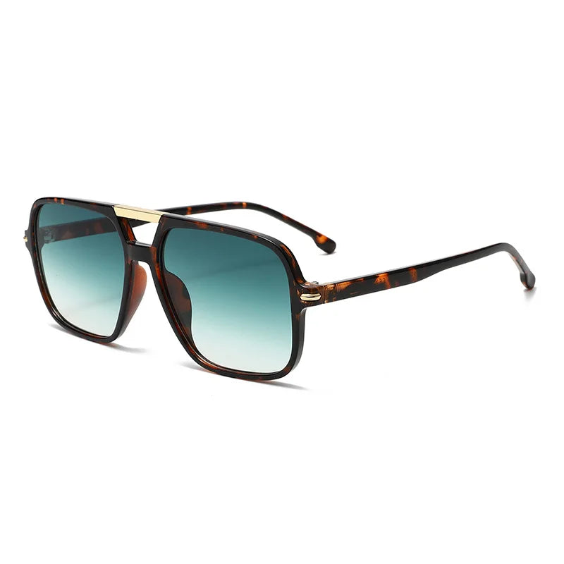 JNPCXI New Fashion Double Bridges Sunglasses Women Square Rivets Orange Gradient Shades UV400 Men Sun Glasses