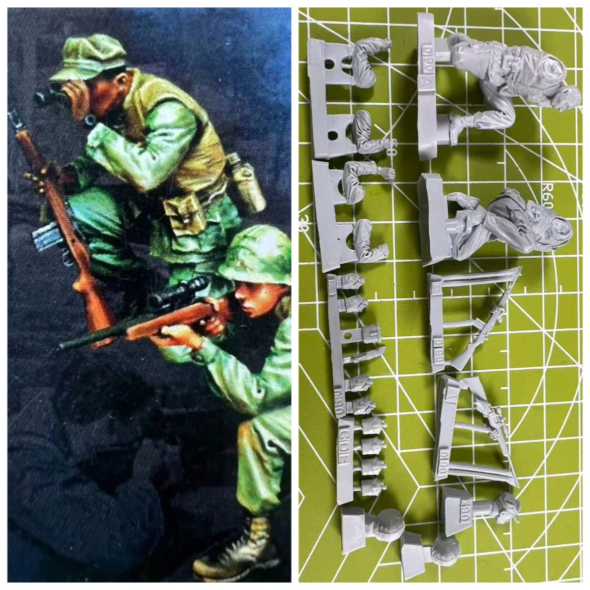 1/35  Resin Model, Scene Model of US Marine Corps Sniper Team, Unpainted Toy