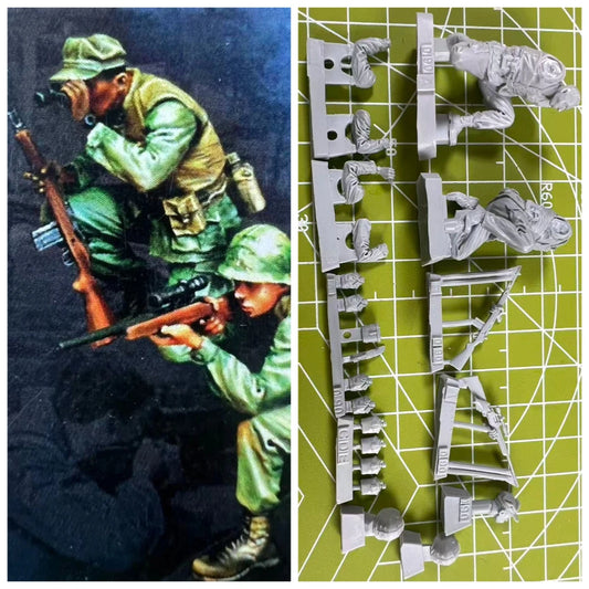 1/35  Resin Model, Scene Model of US Marine Corps Sniper Team, Unpainted Toy