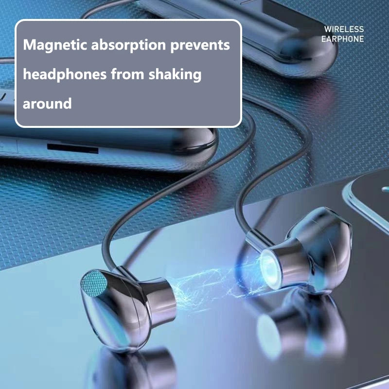 Wireless Earphones 5.3 Waterproof Magnetic Earbuds Neckband Headphones Gaming LED Display Stereo Sports Headset Halter