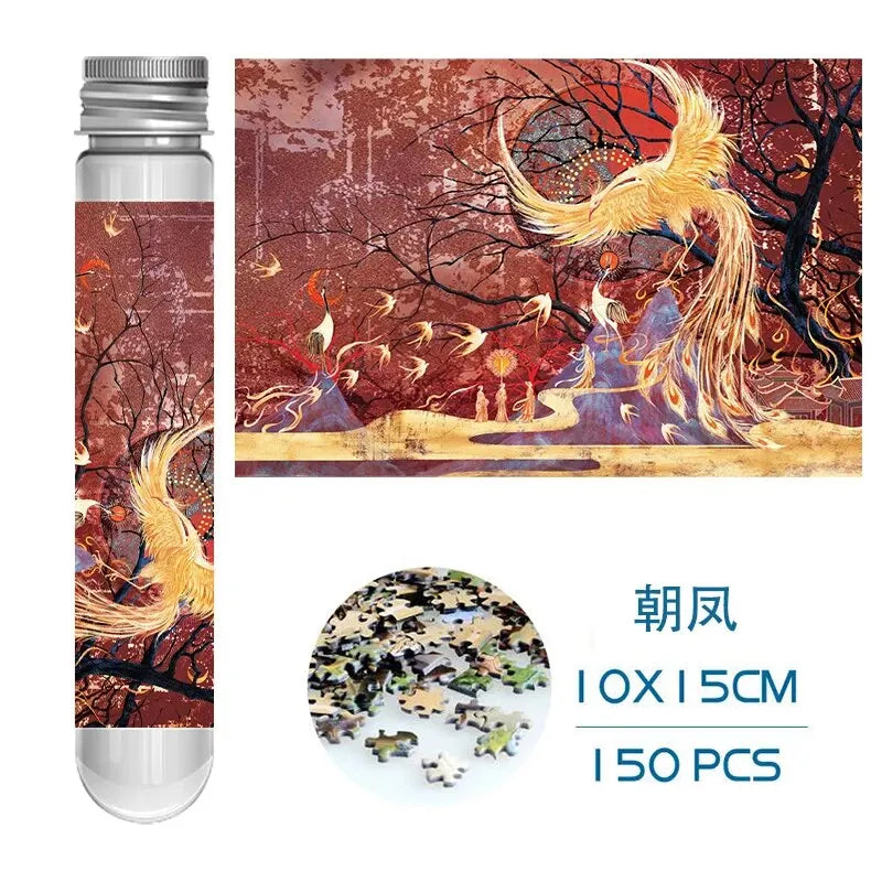 Mini Test Tube Jigsaw Puzzle 150pcs Chinese Style Painting Jigsaw Decompress Toy Educational Game