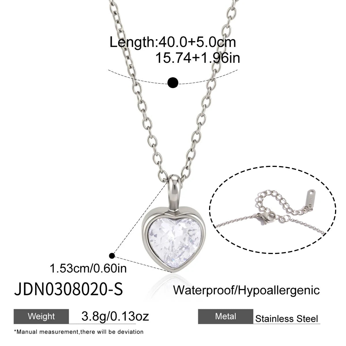 Uworld Delicate Geometric Round Heart Zircon Pendant Necklace For Women Minimalist Stainless Steel Necklace Fashion Jewelry Gift