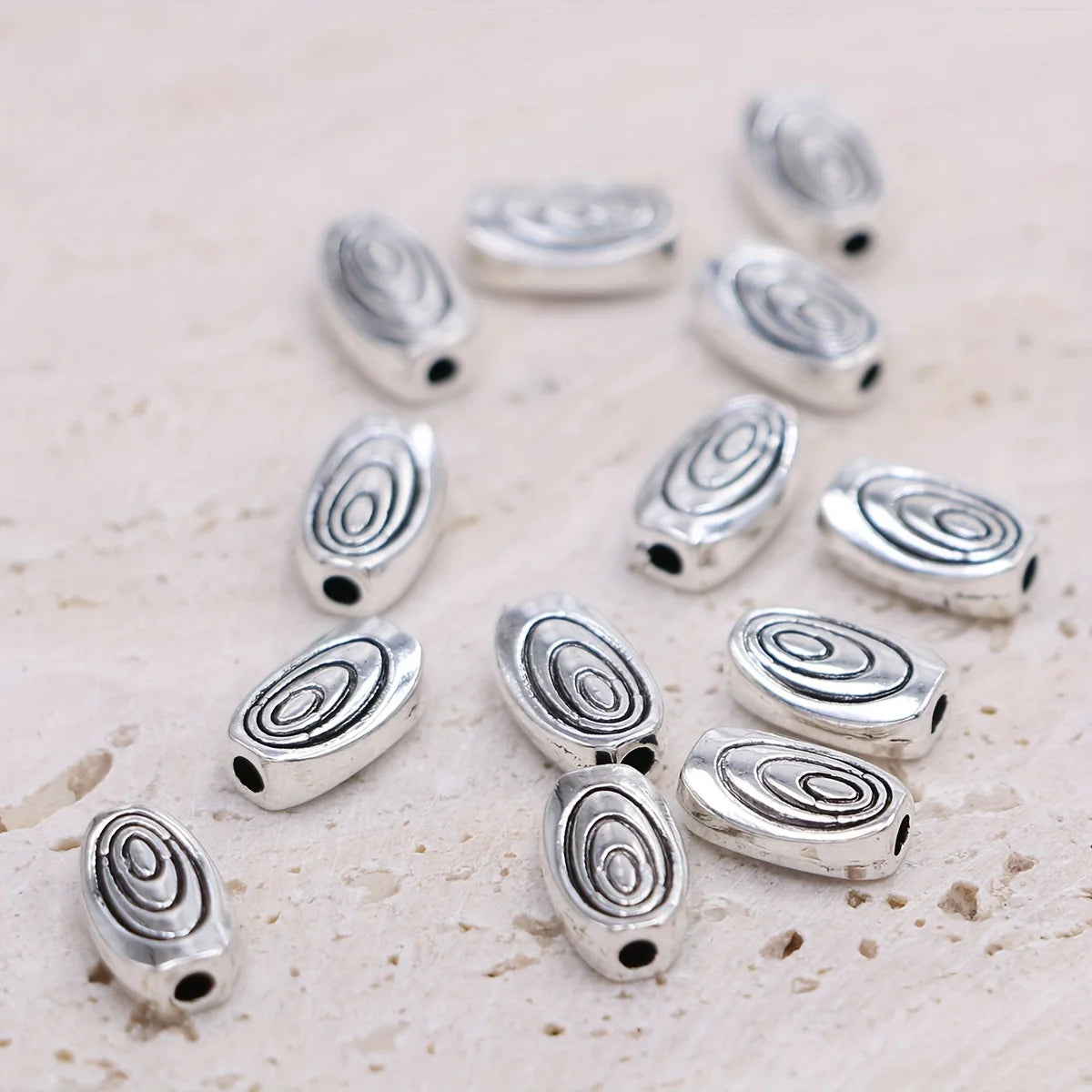 20Pcs Antique Silver Plated Oval Swirl Spacer Beads for Jewelry Making Bracelet Necklace DIY Accessories