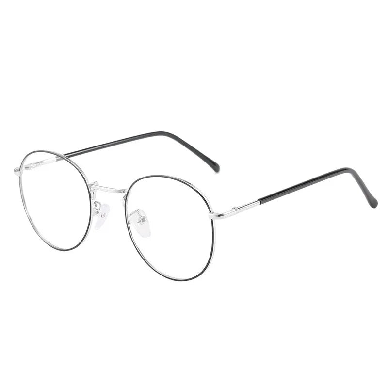 Photochromic Glasses Women's Men's Outdoor Color-changing Glasses Metal Oval Frame with Replaceable Lens Glasses Student Glasses