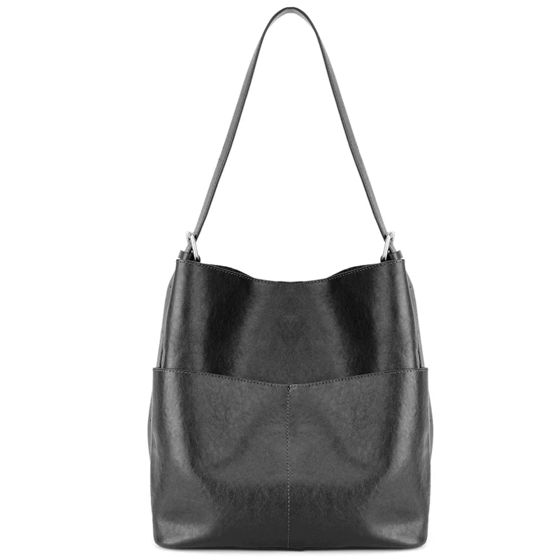 New Women's Oil Wax Cowhide Genuine Leather Bag Lady Fashion Real Cowhide Bag Female Luxury Design Retro Large Capacity Handbag