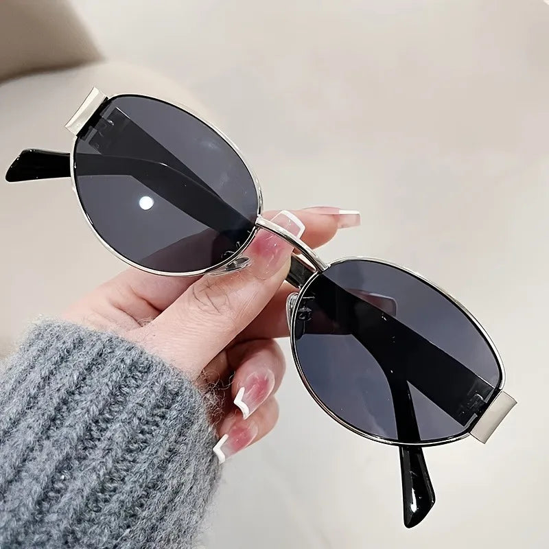 Fashionable Oval Shaped Women's Sunglasses Retro Trendy Outdoor Metal Sunglasses High-quality Classic Men's Glasses