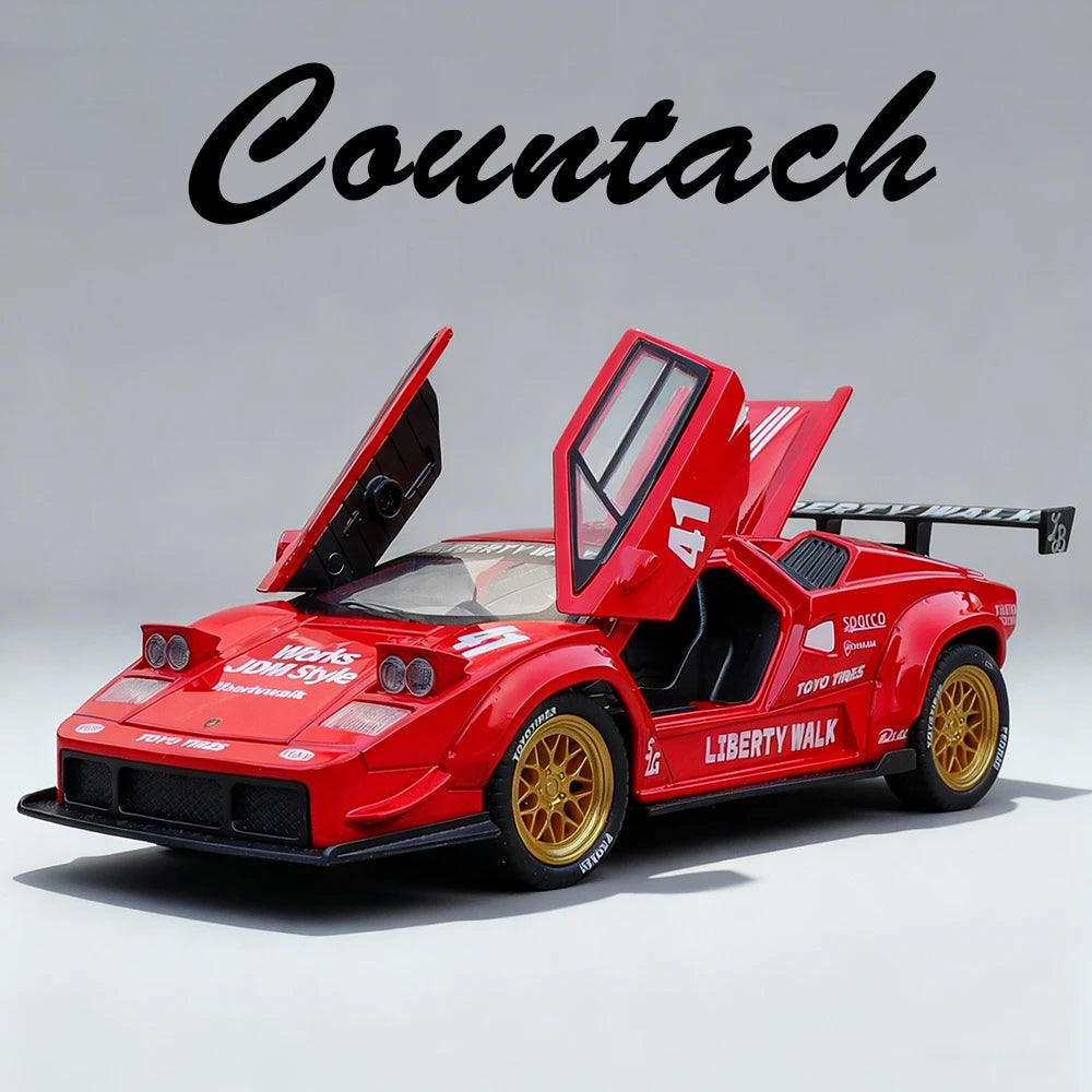 1:32 Lambor Countach LBWK Revuelto Miniature Model Alloy Diecast Toys Car with Sound Light Pull Back Vehices Fashion Accessories
