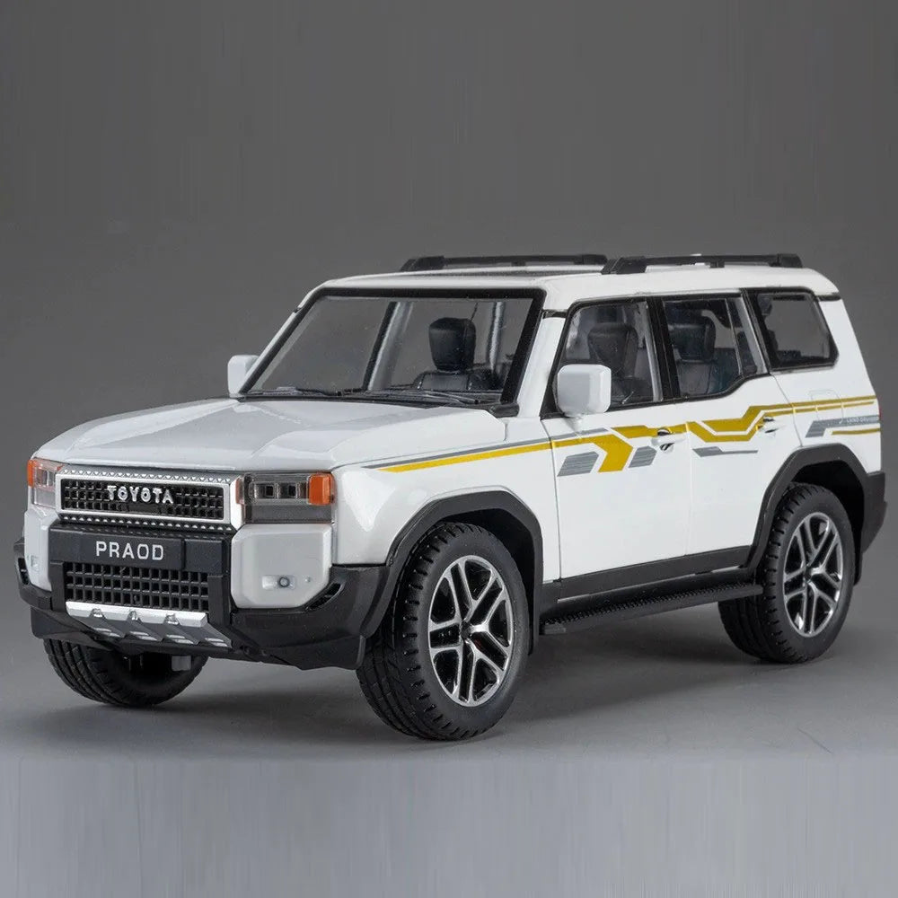 1:24 FJ Cruiser Prado LC250 Car Model Alloy Diecast Toy Doors Opened Sound Light Pull Back Miniature Cars Exquisite Collectibles