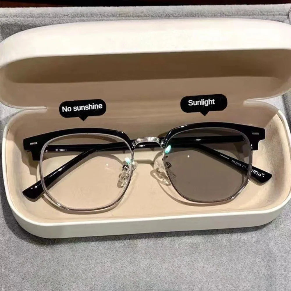 Photochromic Anti Radiation Glasses Eyeglass Eyeglasses for Woman Men Vintage Eyebrow Frame Glasses Fashion Eyewear