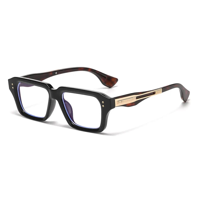 JNPCXI New Retro Square Sunglasses Women Gradient Leopard Shades UV400 Fashion Clear Lens Men Trending Rivets Frame