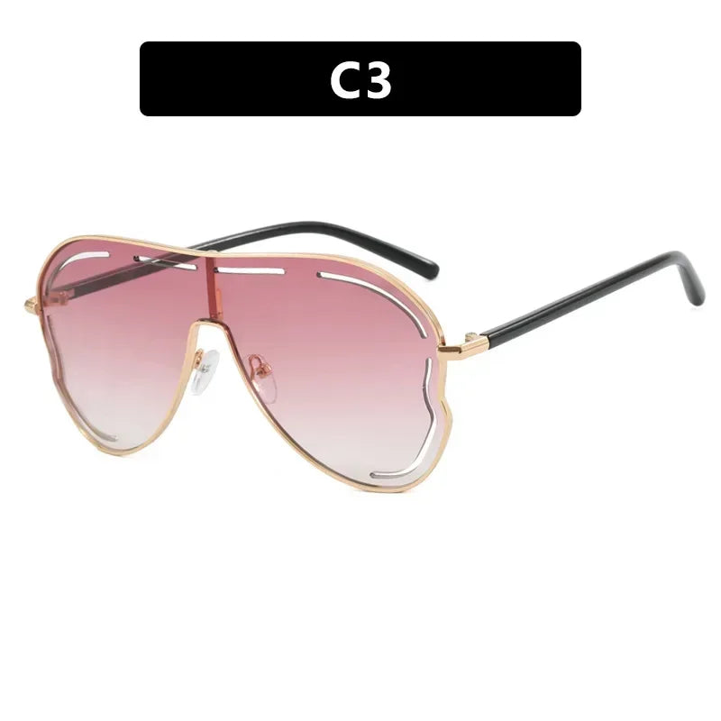 JNPCXI Oversized Retro Pilot Women Sunglasses Fashion Metal Quality Decoration Men Punk Shades UV400 Sun Glasses