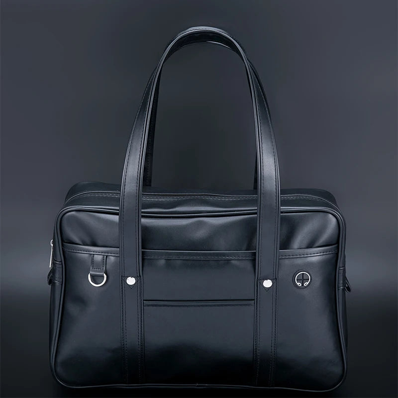 Student Handbag Waterproof PU Leather Single Shoulder PC Uniform Bag Men Women