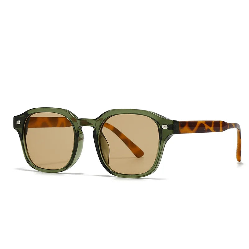 JNPCXI New Square Sunglasses Women Fashion Green Leopard Gradient Shades UV400 Retro Men Sun Glasses