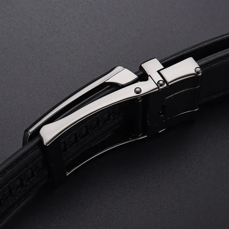 Men's Click Belt Business Luxury Designer Brand Black Leather Belts for Jeans