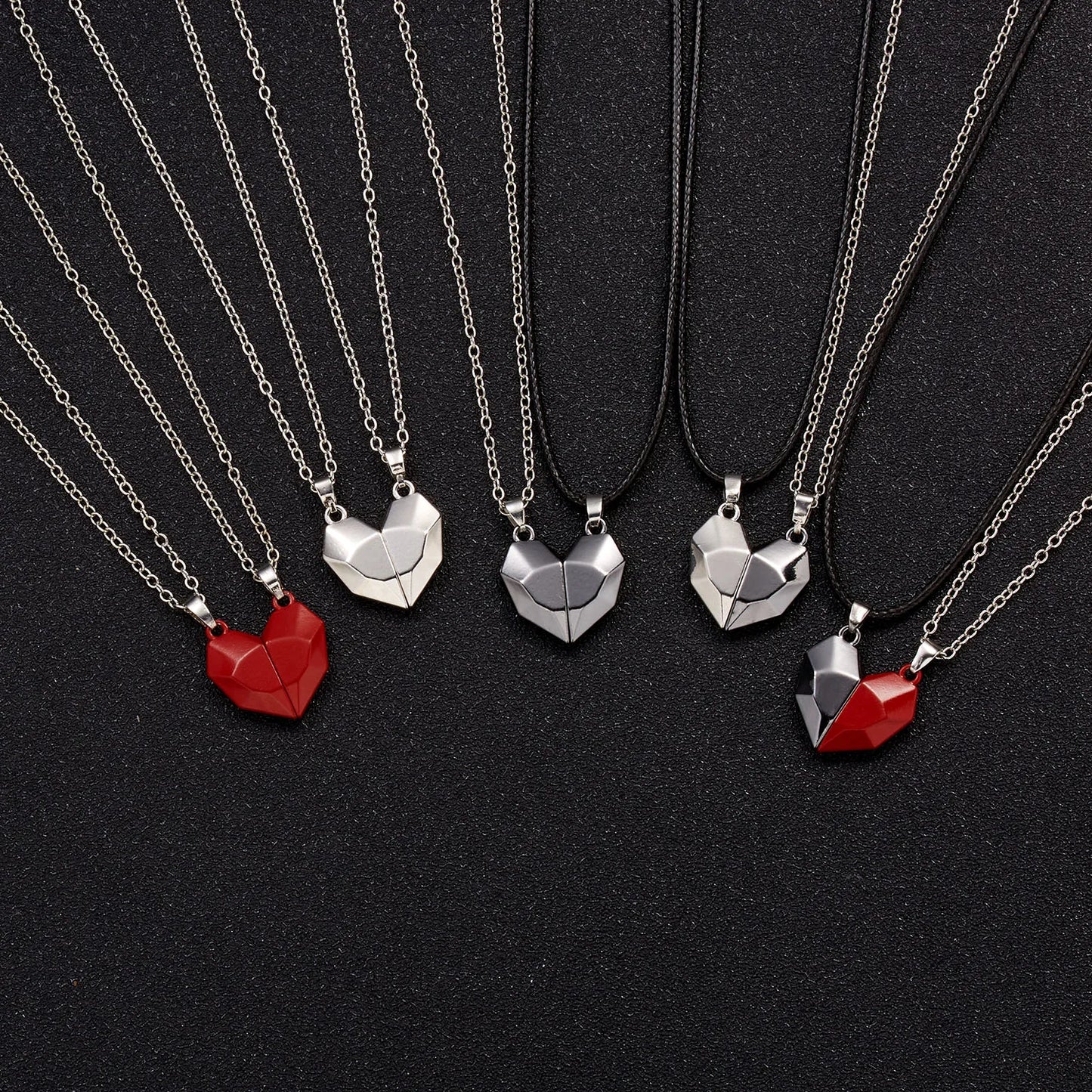 Minimalist Lovers Matching Friendship Love Heart Pendant Necklace Magnetic Distance Couple Necklace Jewelry Anniversary Gift
