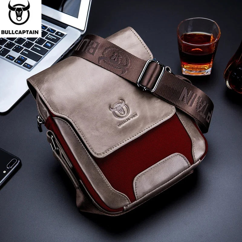 BULLCAPTAIN Man Messenger Bag Men Genuine Leather Shoulder Bags Business Crossbody Casual Bag Famous Brand Male Handbag Bags