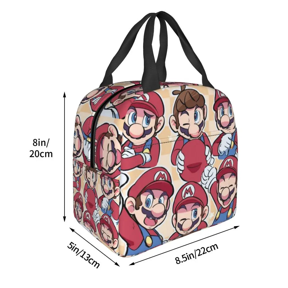 Custom Mario SuperBros Insulated Lunch Bag Reusable Thermal Cooler Lunch Box M18
