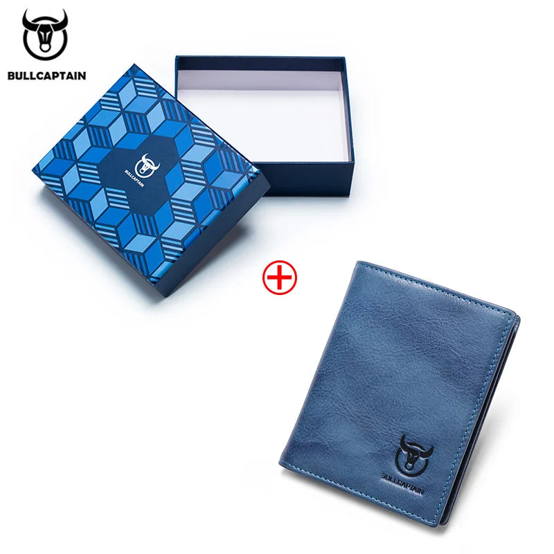 BULLCAPTAIN New 100% Leather Men's Wallet High Quality Product Leather Men's Wallet Multifunctional Card Slot Short Wallet QB017