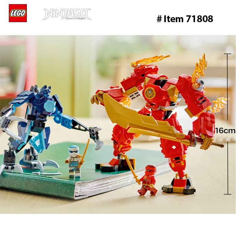 LEGO 71808 Kai’s Elemental Fire Mech, Mini Ninja Toy for Kids Red Ninja Figures