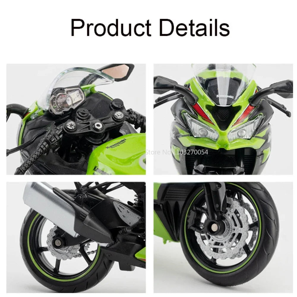 1:12 Kawasaki Ninja ZX-6R R1250GS Cars Model Toys Diecast Alloy Motorcycle Front Wheel Steering Vehicles Decorative for Boy Gift