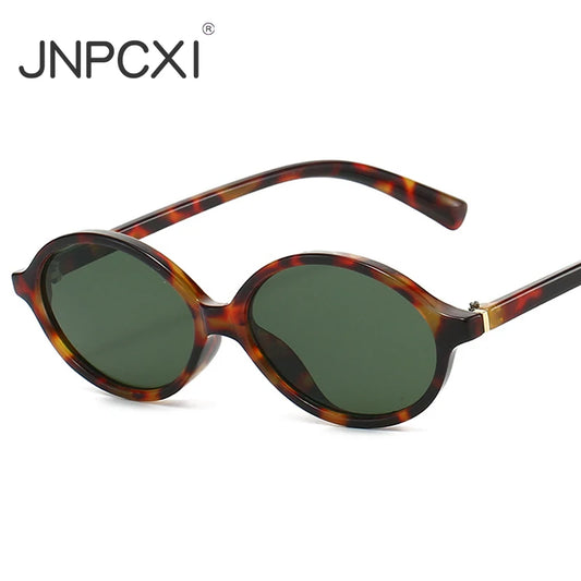 JNPCXI New Vintage Small Oval Women's Sunglasses Fashion Leopard Green Hot Sun Glasses Female Retro Colorful Shade Eyeglass