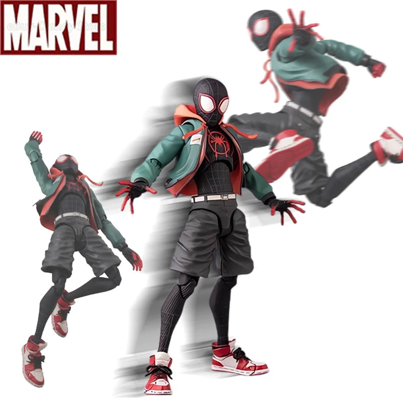 6" Miles Morales Spiderman Action figures 15cm Anime Superhero Movable Statues