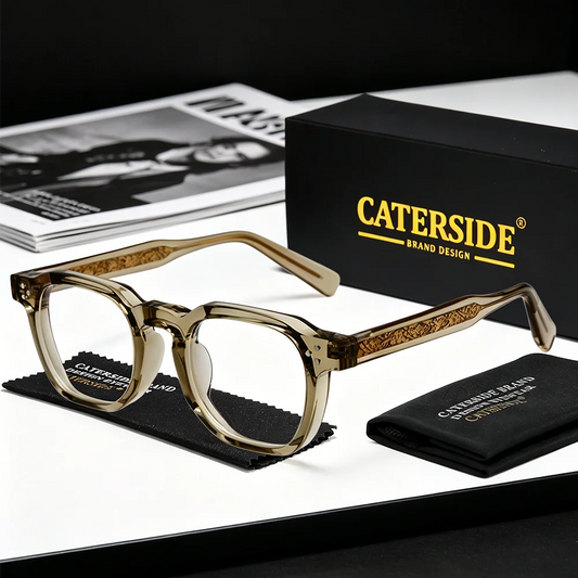 Caterside New Square Flat Light Glasses for Men Women Retro TR Frame Eyeglass High-Quality Eyewear Minimalist Matching
