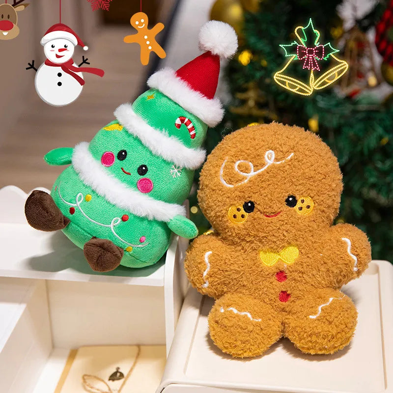New Christmas Plush Toy Soft Pillows Cute Santa Claus Snowman Elk & Gingerbread Man Santa Claus hat Home Decor Kid Xmas Gift