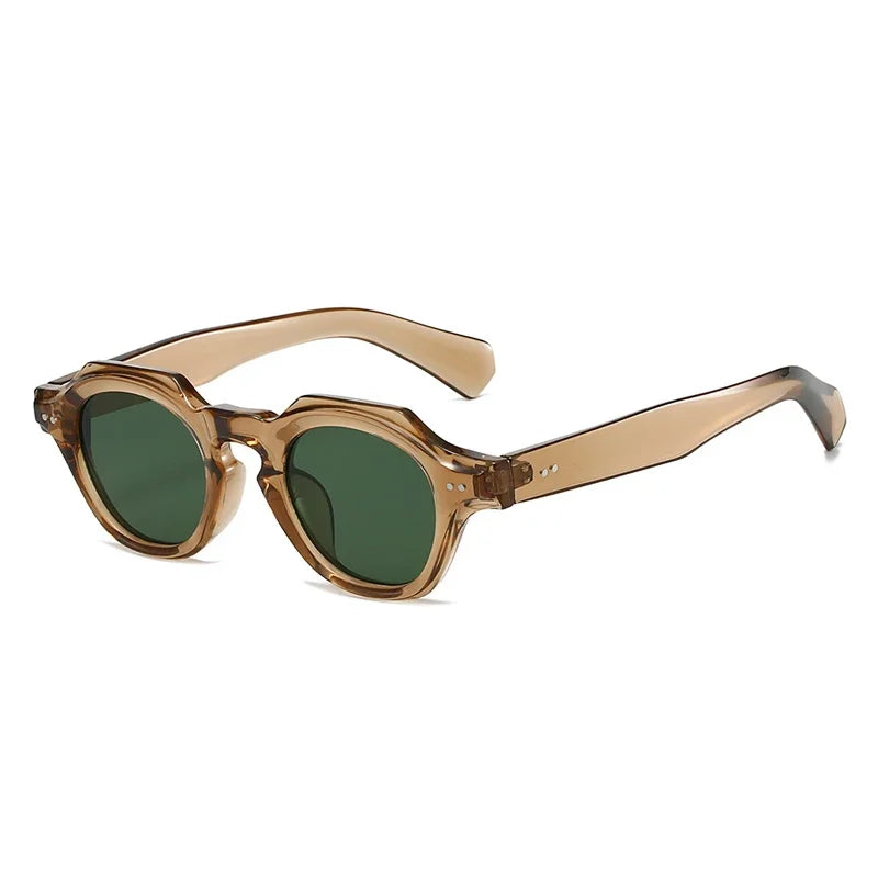 JNPCXI New Fashion Small Polygon Square Sunglasses Women Retro Rivets Shades UV400 Men Red Blue Sun Glasses