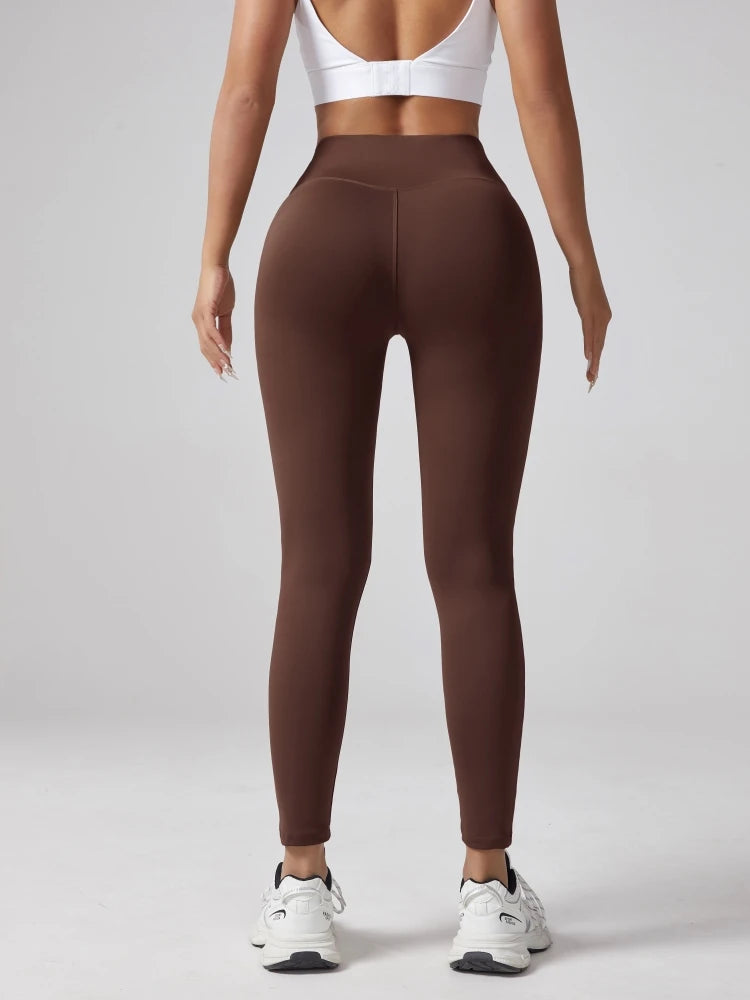 Gym Fitness Workout Nude Soft V Shape Waist Yoga Pants Spandex Push up Booty Scrunch Butt Lift Leggings for Women