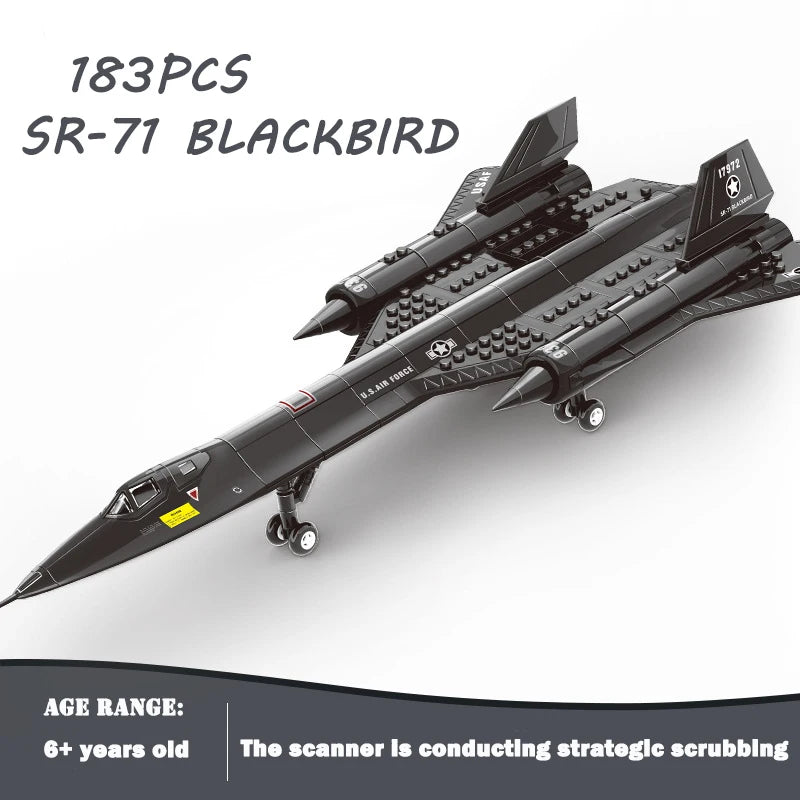 183pcs US Air Force SR-71 Blackbird Airplane Fighter Assembling Building Blocks