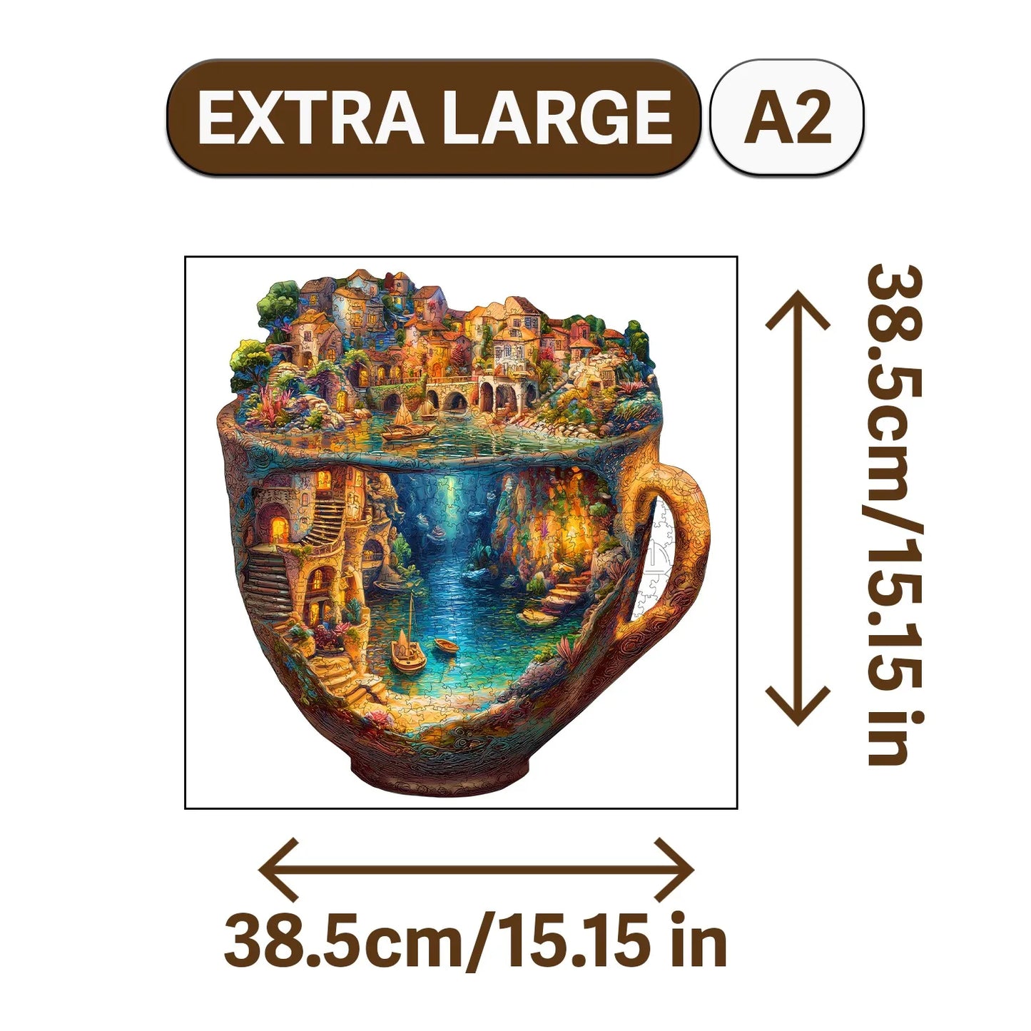 World in Cup Wooden Jigsaw Puzzle Wood Home Decor Painting Christmas and Halloween Gift Toy for Teen and Kid