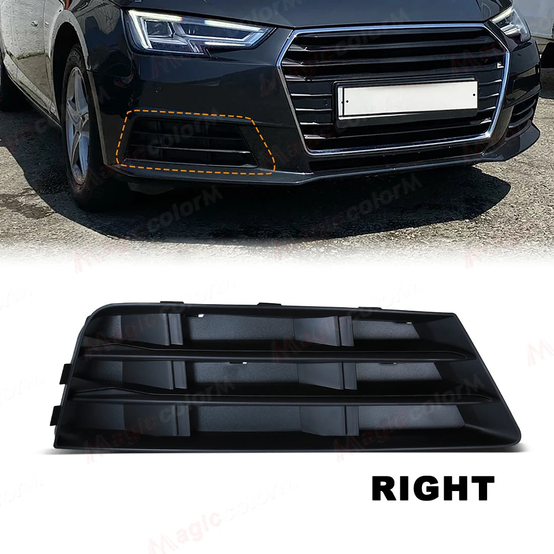 Car Front Bumper Grill Grille For Audi A4 B9 2016 2017 2018 Front Bumper Fog Lamps Covers 8WD807681B 8WD807681RN4 8WD807682B